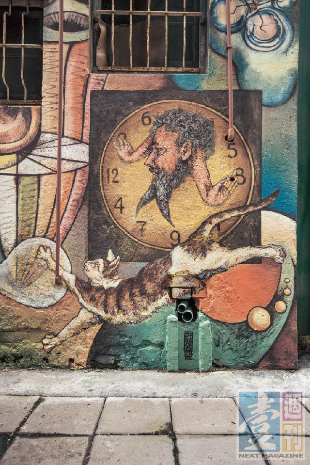 ▲新美街舊稱「米街」，小巷塗繪奇幻壁畫。
