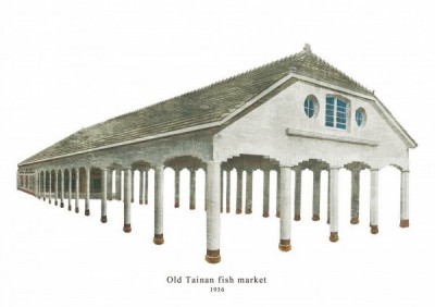 網友繪製1936年的台南舊魚市場意象圖。（搶救團體提供，取自網路）
